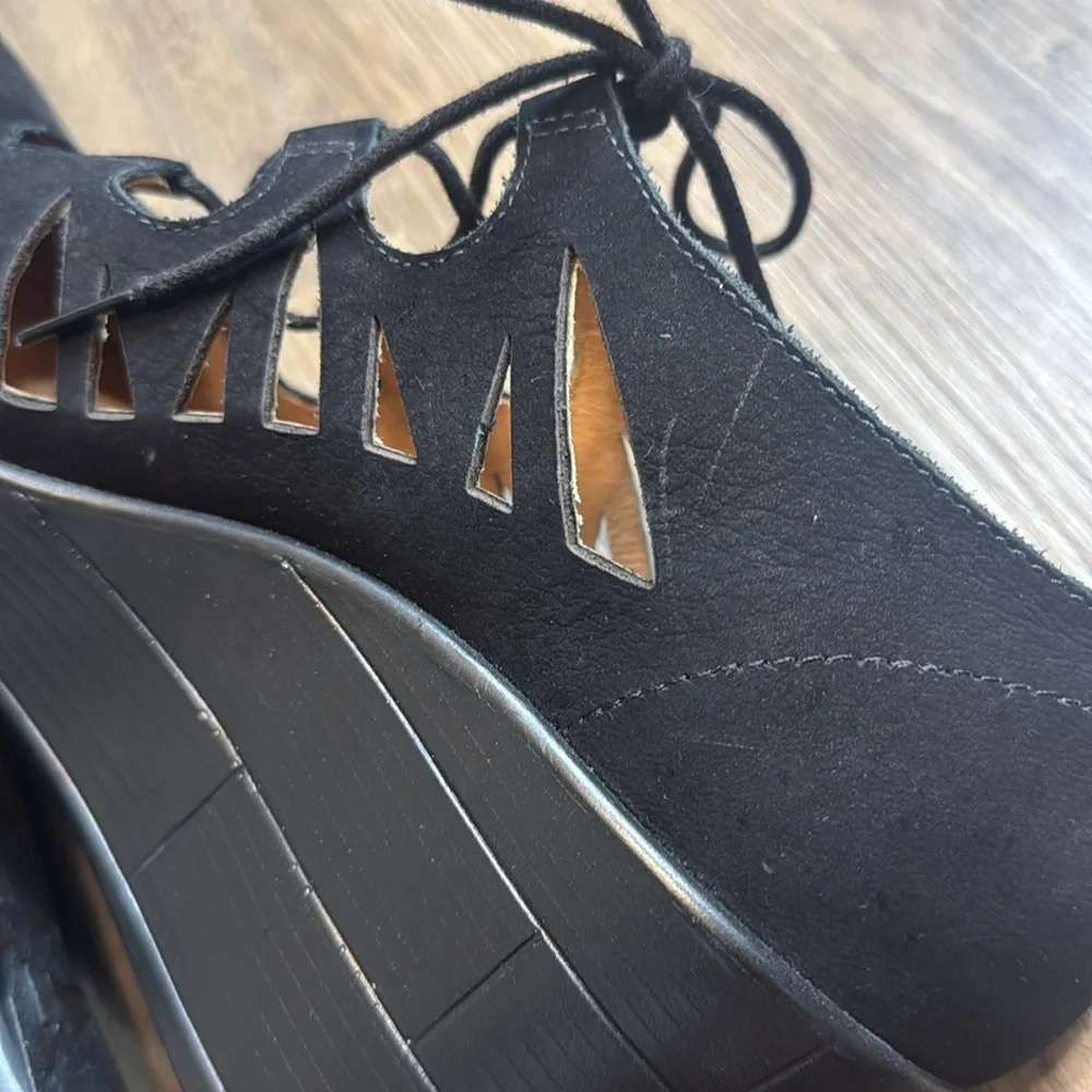 Abeo Women's Bio Kamela AK150 Black Suede Leather Comfort Wedge Heels Size 9.5 N - Picture 8 of 10